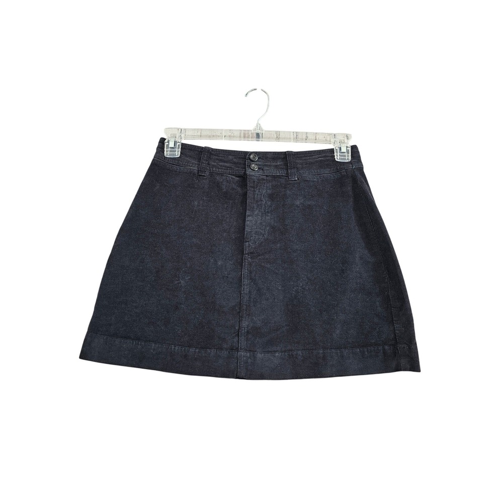 Faherty Corduroy Mini Skirt Womens 6 Charcoal Grey Organic Cotton Stretch A-Line